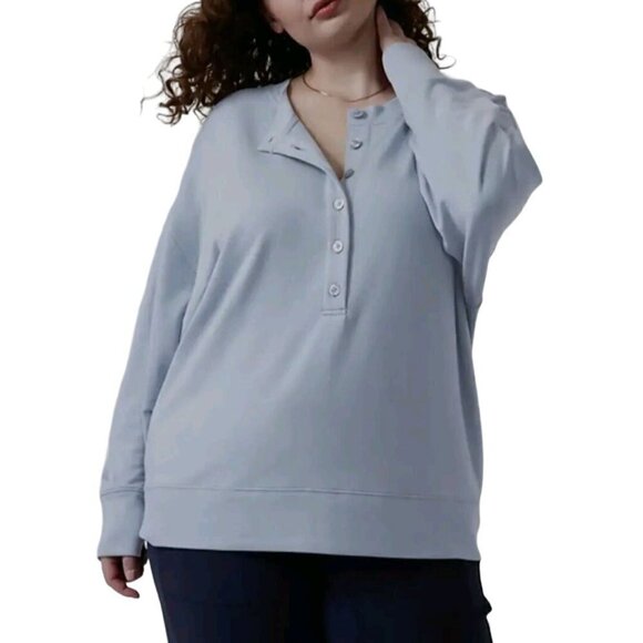 Athleta Balance Henley Sweatshirt Blue Star Size L - Picture 1 of 11
